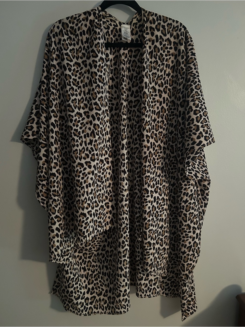 Women’s Leopard Print Open Front Kimono Cardigan - Leopard Print